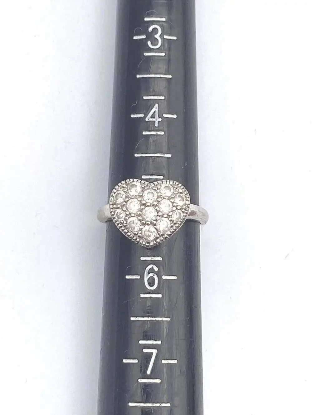 Sterling Silver Heart Ring with Cubic Zirconia - US Size 5.